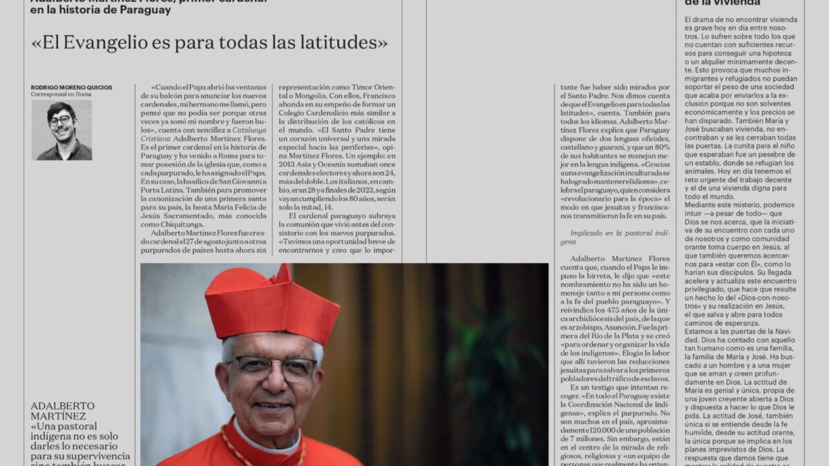 Entrevista realizada a nuestro Cardenal Adalberto Martínez en CATALUNYA CRISTIANA